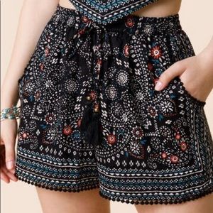 Soft western-printed black shorts